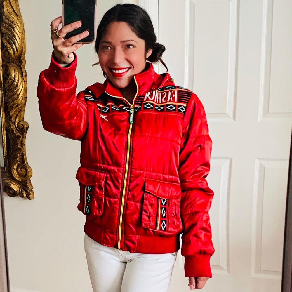 EQUIPMENT RED PUFFER JACKET